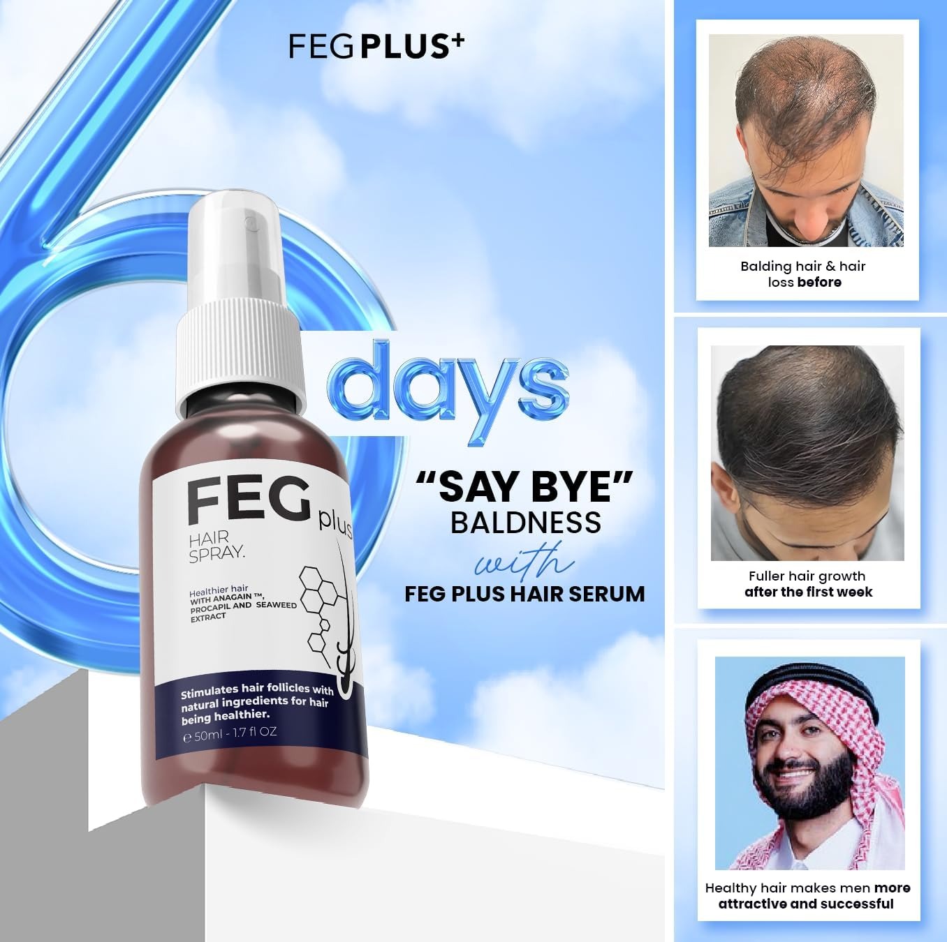 Premium FEG Plus Hair Growth 100% Fast + Organic Solution